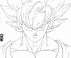 Tvář Goku, bojovník Super Saiyan Dragon Ball
