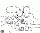 Hádanka Zlatovláska a tři medvědi. Puzzle z rodiny tři medvědi v blízkosti domova