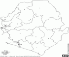 Mapa republiky Sierra Leone. Hlavní město: Freetown. Země v západní Africe s pobřeží Atlantského oceánu