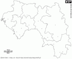 Mapa Guinejské republiky. Hlavní město: Conakry. Země v západní Africe s pobřeží v Atlantském oceánu
