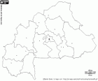Mapa z Burkiny Faso. Hlavní město: Ouagadougou. Země bez zásuvky do moře v západní Africe