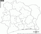 Mapa republiky Pobřeží slonoviny. Hlavní město: Yamoussoukro. Euroskeptické pobřeží Guinejského zálivu v západní Africe