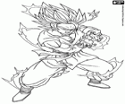Goku super sayajin 2. Goku vyvolá Kamehameha útok
