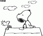Snoopy a Woodstock při pohledu na oblohu