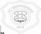 Odznak FC Erzgebirge Aue. Fotbalový klub v Aue, město Saska