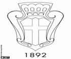 Odznak FC Pro Vercelli 1892. Fotbalový klub z Vercelli, město v regionu Piemont