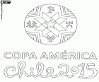 Logo 2015 Copa America. Fotbalová soutěž národních týmů Jižní Ameriky od 11. června až července 4 v Chile