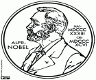 Pamětní medaile Nobelovy ceny. Medaile s obraz Alfred Nobel v profilu s datem narození, na 21 říjnu 1833 a datum úmrtí, na 10 prosince 1896. Alfred Nobel, švédský vynálezce a průmyslník, který strávil své jmění na Nobelovy ceny ve své vůle. Alfred Nobel vynalezl dynamit. Nobelovy ceny jsou udělena každý rok od roku 1901 nejdůležitější osoby ve fyzice, chemii, medicíně, literatuře a mír