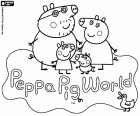 Logo Peppa Pig World, zábavní park věnovaný znaky Prasátko Peppa v Paultons Park, New Forest, Hampshire, Velká Británie