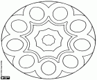 Mandala tvořen devíti elipsy kolem čtyř střední geometrické tvary