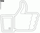 Slavný ikona ruky s palcem nahoru, logo z Facebook Like, To se mi libí