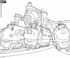 Tři lokomotivy vychází ze stanice Chuggington, jsou Bruno, Vilík a Koko
