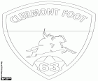 Štít z Clermont Foot 63, fotbalový klub se sídlem v Clermont-Ferrand, město centra Francie a historické město Auvergne