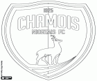 Emblém z Chamois Niortais Football Club, známé jako Les Chamois, kamzíky, fotbalový klub Niort, město Deux-Sèvres v centrum-západ Francie