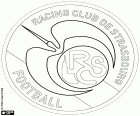 Štít Racing Club Strasbourg Alsace, RC Strasbourg, fotbalový klub sídlící ve Štrasburku, velké město Alsaska sousedí s Německem, sídlo Evropského parlamentu