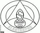 Emblém Alanyaspor, fotbalový klub sídlící v Alanya, rekreační město na středomořském pobřeží Anatolie, Turecko