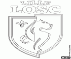 Štít z Lille Olympique Sporting Club, LOSC Lille, klub s velitelství v Lille, město na severu Francie a kapitálu v regionu Nord-Pas-de-Calais-Picardie