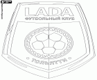 Logo FC Lada Togliatti, fotbalový klub sídlící ve městě Tolyatti nebo Togliatti, město v Samarská Oblast v jihovýchodní evropské části Ruska. Futbolnyj Kłub Lada Toljatti, Ruský název původní přepsal