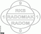 Logo RKS Radomiak Radom, fotbalový klub se sídlem v Radomi, město nedaleko řeky Mleczna nachází 100 km jižně od Varšavy, v centru východě Polska, Mazovské vojvodství