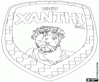 Logo Athlitikos Omilos Xanthi, fotbalový klub se sídlem v Xanthi, město v tomto regionu Východní Makedonie a Thrákie, v severovýchodní části Řecka