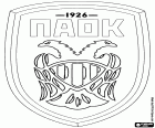 Štít PAOK Soluň, Panthessalonikios Athlitikos Omilos Konstantinoupoliton, Multisportovní klub se sídlem v Soluni, přístavní město v Egejském moři a hlavní město oblasti Střední Makedonie, Řecko