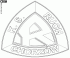 Logo Ruch Chorzów SA, fotbalový klub s velitelství v Chorzów, město ležící v Dolnoslezském vojvodství, v jižním Polsku. Chorzów je součástí Slezská metropolitní oblast Katowice a další obce