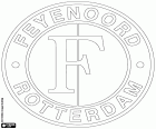 Štít Feyenoord, fotbalový klub se sídlem v Rotterdamu, město s více obyvateli provincie Jižní Holandsko, na západě Nizozemska