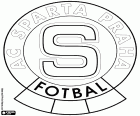 Štít z AC Sparta Praha fotbal, fotbalový klub v sportovní klub sídlící v Praze, město na břehu řeky Vltavy, v historickém regionu Čech. Historické centrum hlavního města České republiky je seznamu světového dědictví UNESCO