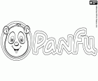 Logo Panfu s tváří medvěd panda. Panfu je vzdělávací virtuální svět pro děti hry pro více hráčů