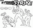 Tři Power Rangers s jejich zbraněmi připraven k akci, Power Rangers Ninja Storm Strike