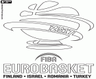 Logo FIBA EuroBasket 2017, Evropské mužské basketbalové mistrovství od 31. srpna do 17 září 2017 ve čtyřech zemích, Finsko, Izrael, Rumunsko a Turecko