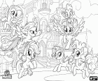 Pony Equestria na jejich první Festival přátelství. Twilight s Spiku draka a její přátelé Pinkie Pie, Rainbow Dash, Rarity, Applejack a Fluttershy