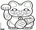 Maneki neko, populární japonské figurku, talisman štěstí v japonské tradici