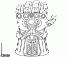 Nekonečno rukavice z Thanos, Infinity Gauntlet. Tyto silné rukavice zahrnuje šest nekonečných kamenů, Infinity Stones, které udělují svého nositele úplnou kontrolu nad čas, prostor, mysli, duše, realita a síla