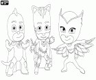 Gekko, Catboy a Owlette jsou tři členové týmu superhrdinů PJ Masks