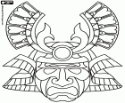 Velkolepá maska samurajského válečníka, příklad tradiční japonské kultury