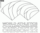 Logo Mistrovství světa v atletice 2022 pořádaného IAAF, které se koná v Eugene, Oregon, USA, od 15. do 24. července 2022