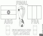Argentina vs. Francie. Finále Mistrovství světa ve fotbale v Kataru 2022. Lusail Stadium v Dauhá, 17. prosince 2022. Rozhodující zápas šampionátu bude čelit veteránovi Leo Messi s mladým Kylianem Mbappem, dvěma hlavními hvězdami Argentinců a Francouzů