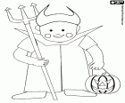 Omalovánka Chlapec oblečený za ďábla na Hallowe