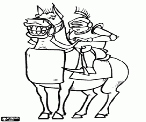 Omalovánka Rytíř s brnění na koni