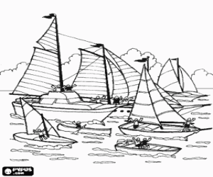 Omalovánka Různé typy lodí