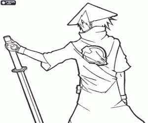 Omalovánka Samuraj bojovník s katana