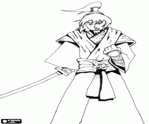 Omalovánka Samuraj s kimono a katana