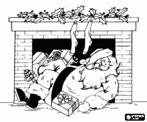 Omalovánka Santa Claus krbu