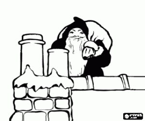 Omalovánka Santa Claus na střeše