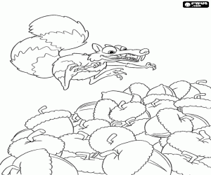 Omalovánka Scrat názvem veverka a žaludy