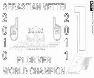 Omalovánka Sebastian Vettel, šampiona 2011 F1