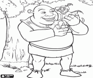 Omalovánka Shrek se svým přítelem Kocour v botách
