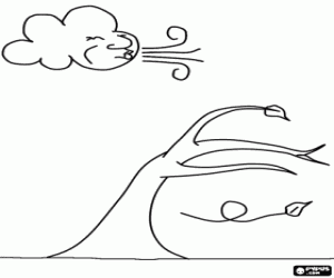 Omalovánka Silný vítr hits strom