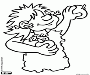 Omalovánka Sklizeň ovoce v prehistorii